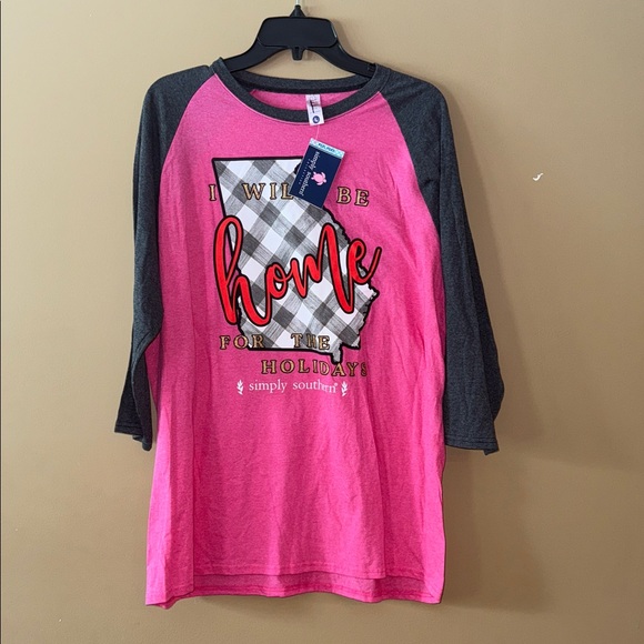 Simply Southern Pink and Gray Long Sleeve Tee - Picture 1 of 4